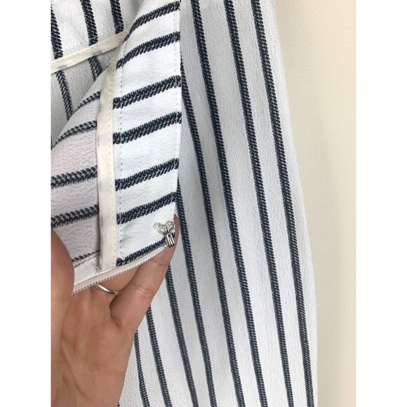 REFORMATION Eadie Baggy Cropped Striped‎ Pants JAILBIRD Black White Size S - Picture 9 of 12